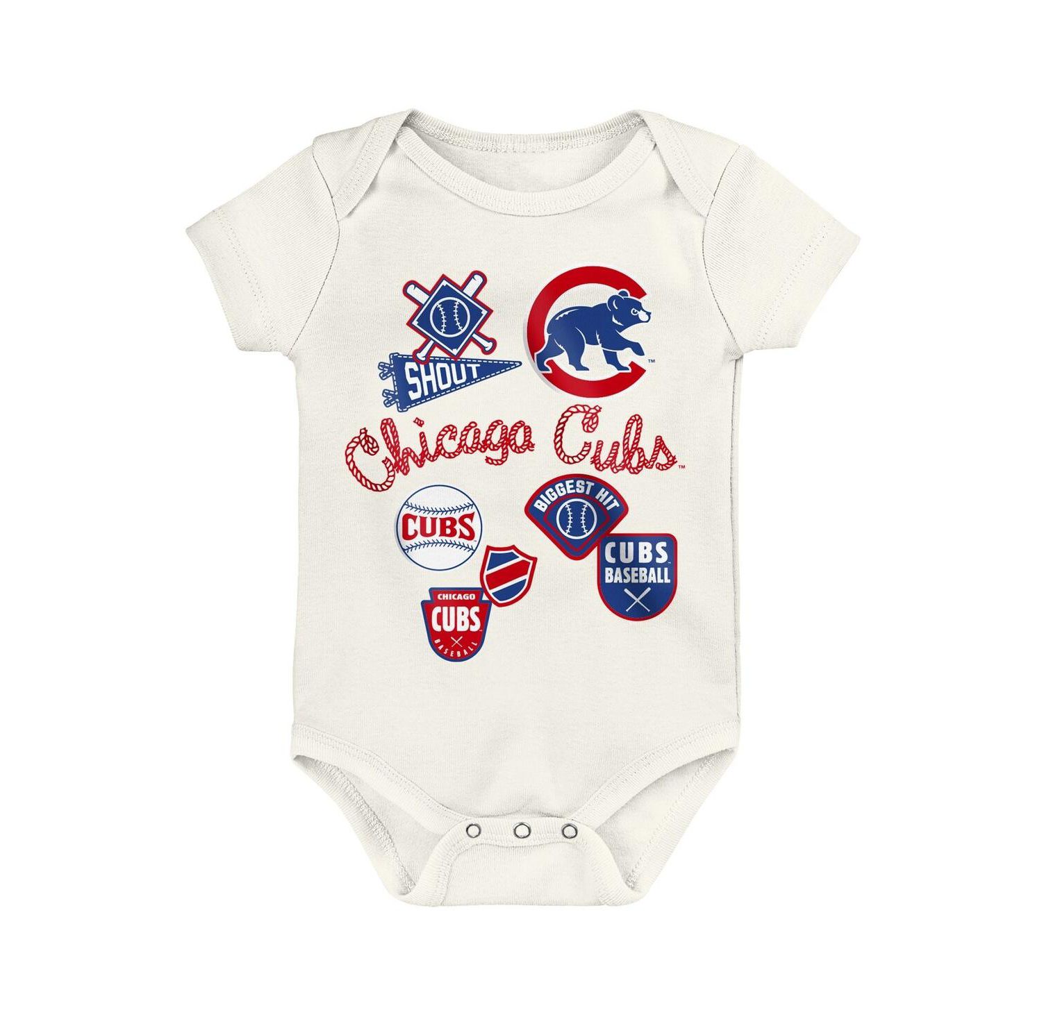 Baby Boys and Girls 3-Pack Chicago Cubs Home Plate Creeper Set