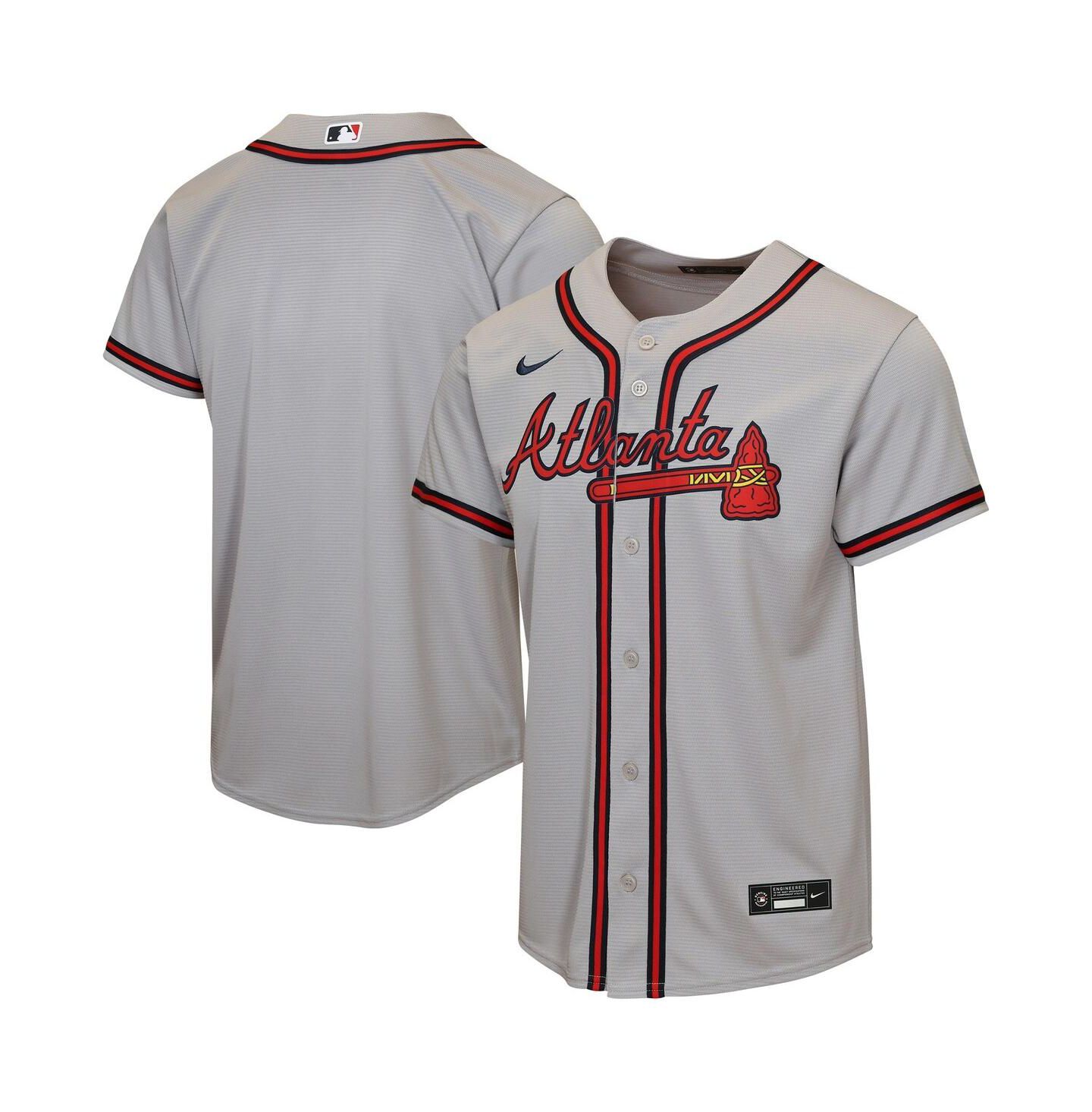 Детский топ Nike Gray Atlanta Braves Road Replica Jersey — фото 1