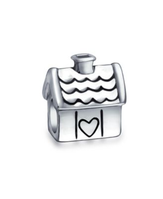 Home Sweet House Charm Bead Oxidized .925 Sterling Silver Fits European Bracelet