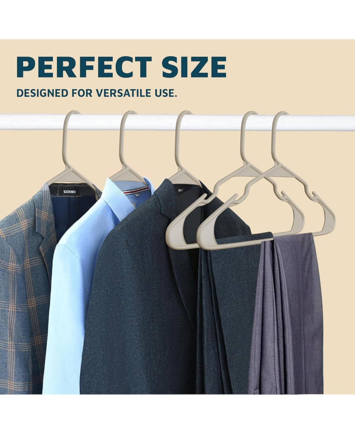 Lifemaster heavy-duty plastic hangers with non-slip grooves, space-saving design