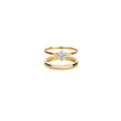 18k Gold Plated Sterling Silver Everyday Shine Ring Set Holiday Gift Guide
