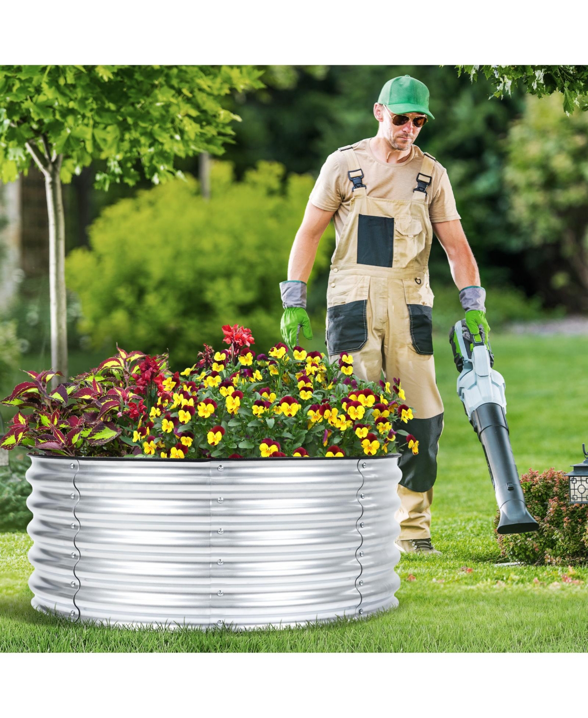 Aoodor Tall Metal Raised Garden Bed, Outdoor Planter Box and Raised Garden Kit for Vegetables, Flowers, Tomatoes Carrots and Herbs, Silver
