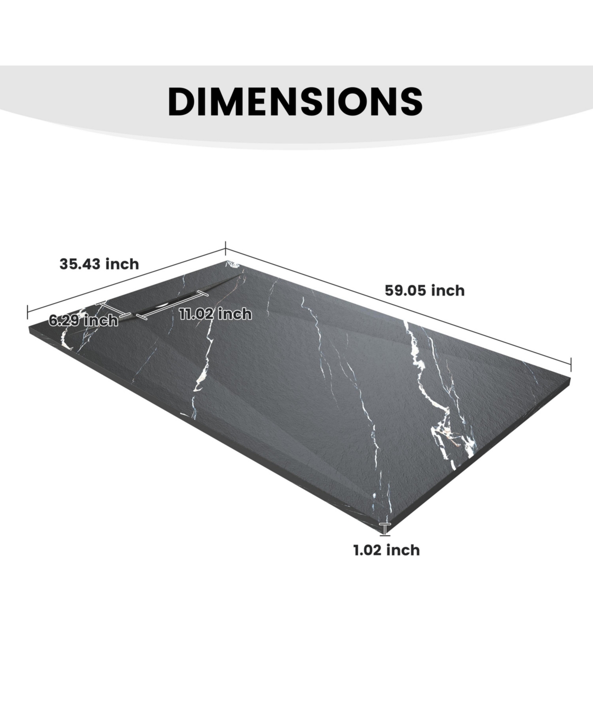 Casainc Low-Profile Smc Shower Base with Reversible Drain, Drain Cover, Non-Slip