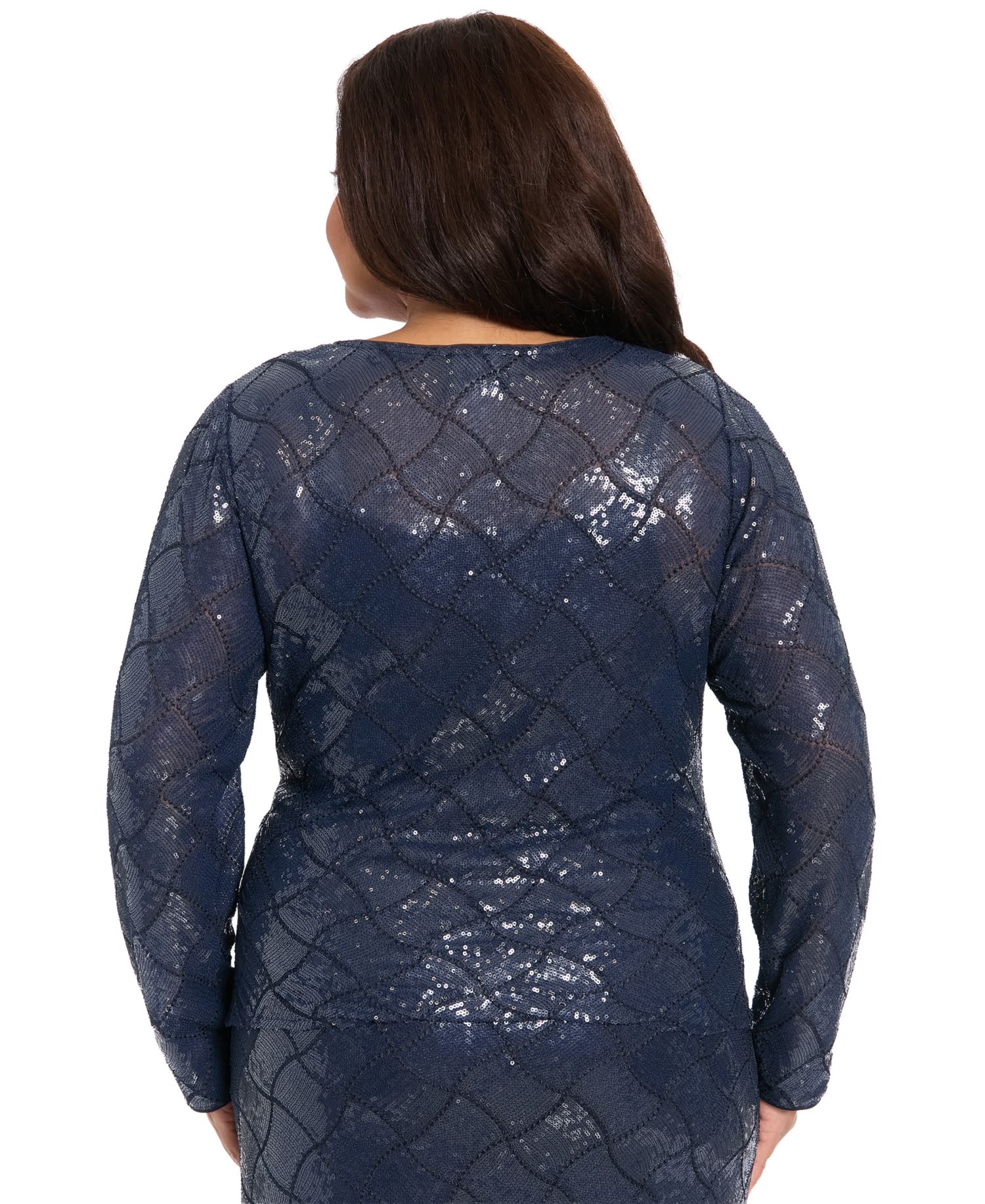 Plus Size Long-Sleeve Sequined Wrap Top