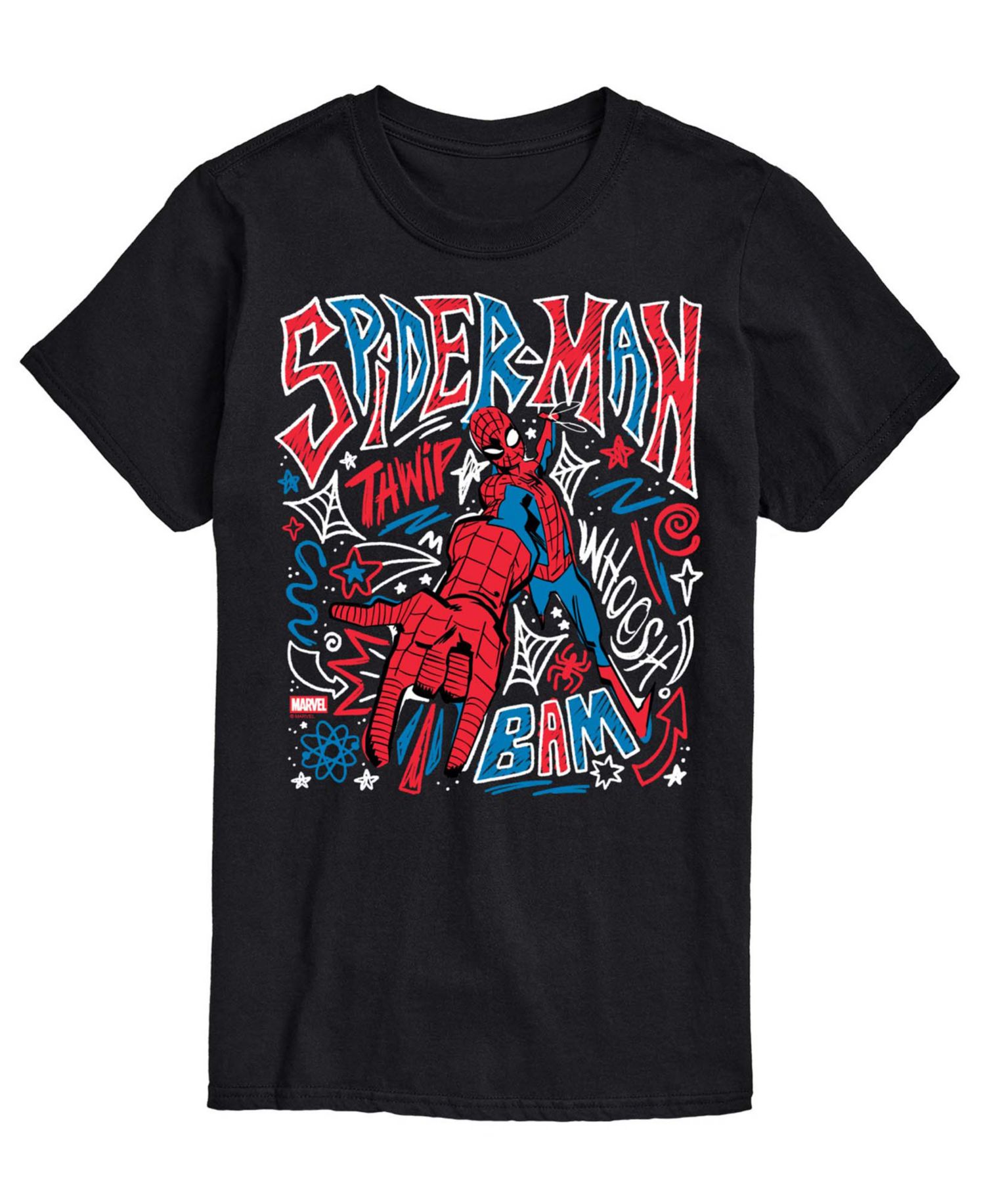 Men's Spiderman Sketchy Doodles Short-Sleeve Graphic T-Shirt