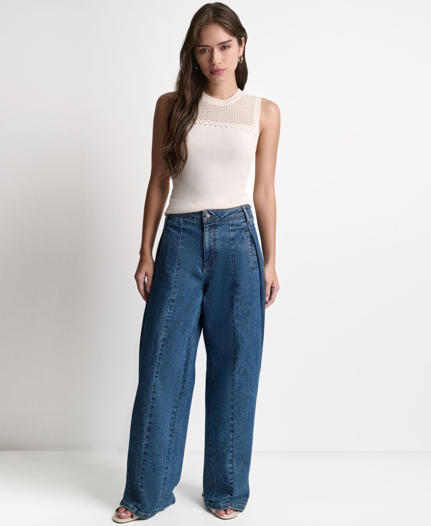 Women's Wide-Leg Loose-Fit Seamed Jeans