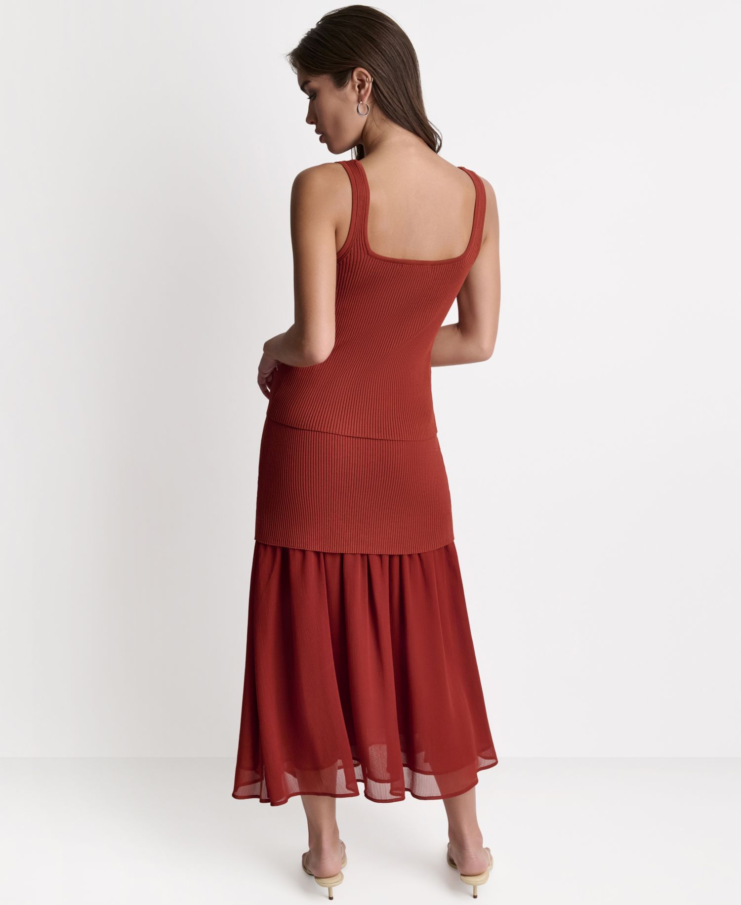 Women's Mix Media Circular Midi Skirt