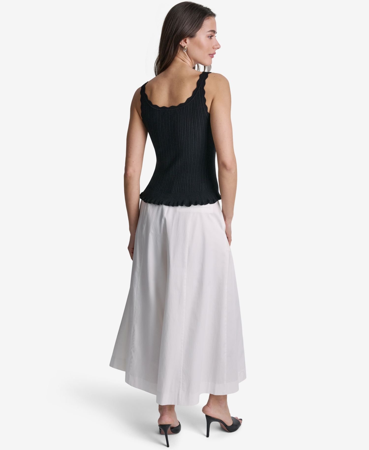 Women's Ribbed Button-Front Scoop Neck Tank Top