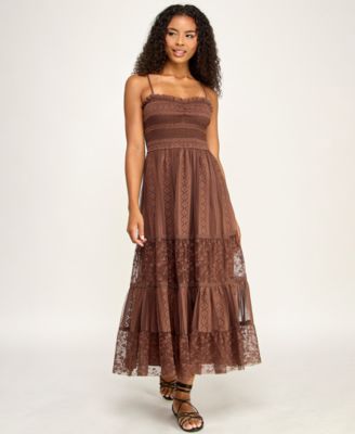 Juniors' Sweetheart Neck Midi Dress