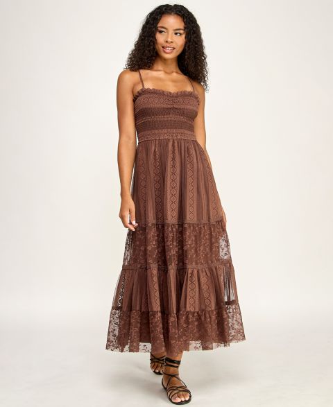 Женское платье SENI & CADE Juniors' Sweetheart Neck Midi, цвет: Коричневый