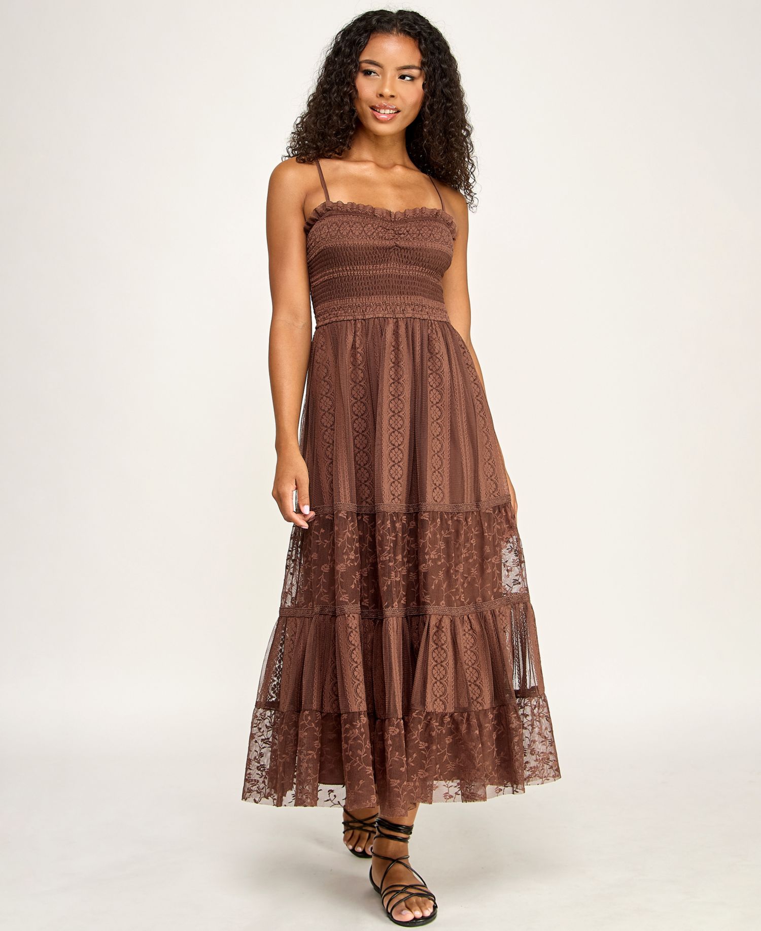 Juniors' Sweetheart Neck Midi Dress
