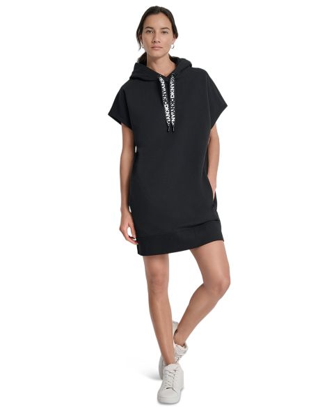 Женское платье DKNY Sport Two-Tone Hooded Mini, цвет: Чёрный