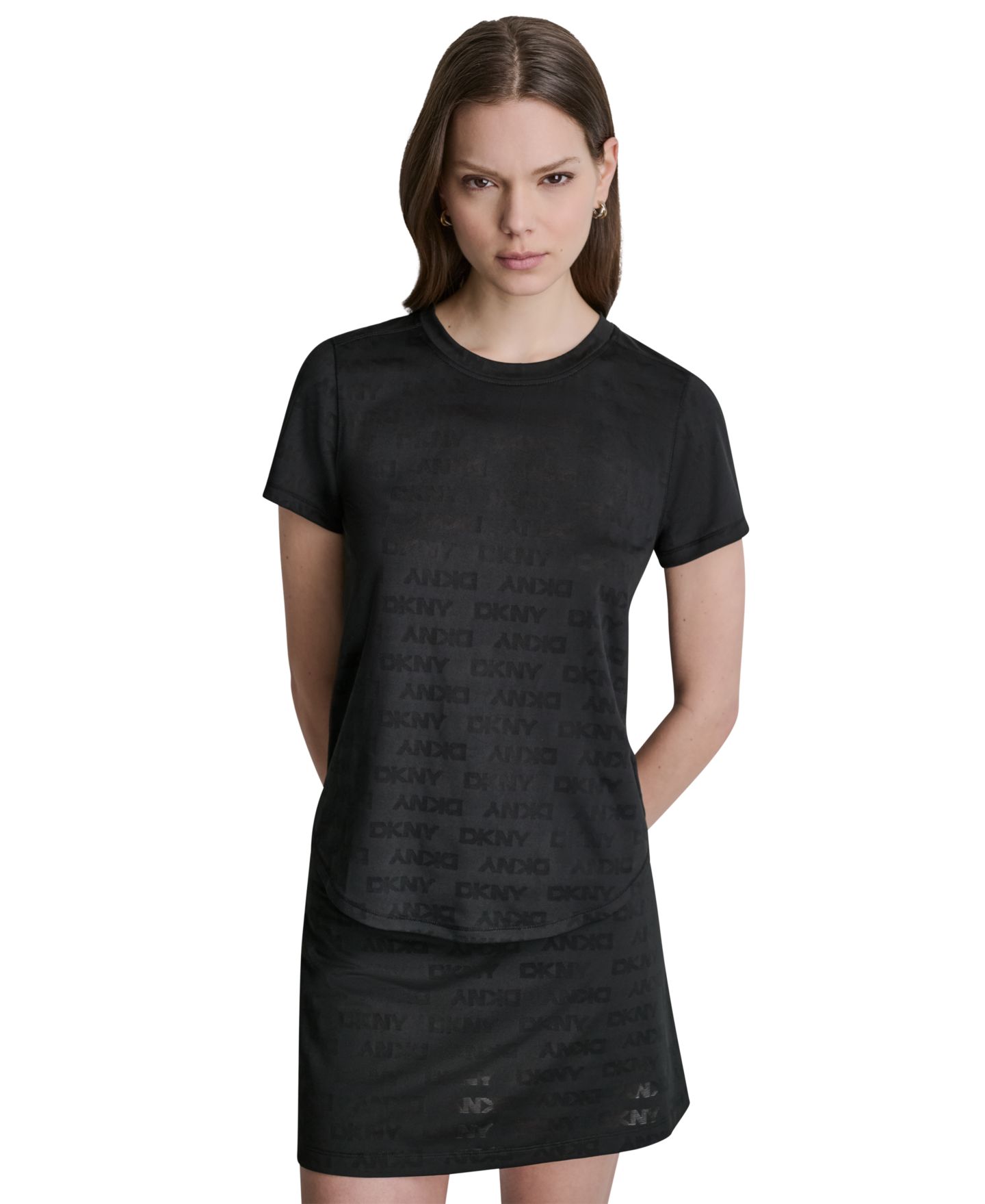 Женская футболка DKNY Sport Crewneck Short-Sleeve T-Shirt, цвет: Чёрный — фото 4