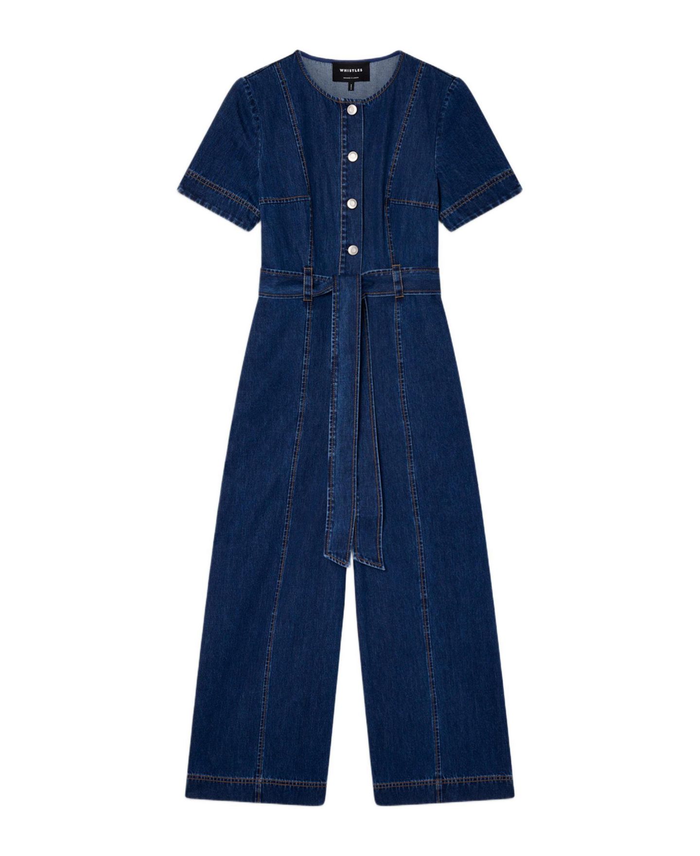 Женский комбинезон Whistles Button Down Jumpsuit, цвет: Тёмный синий — фото 2