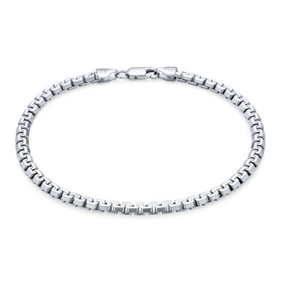 Solid Heavy Strong Thick Franco Square Link Chain Bracelet 220 Gauge Rhodium .925 Sterling Silver