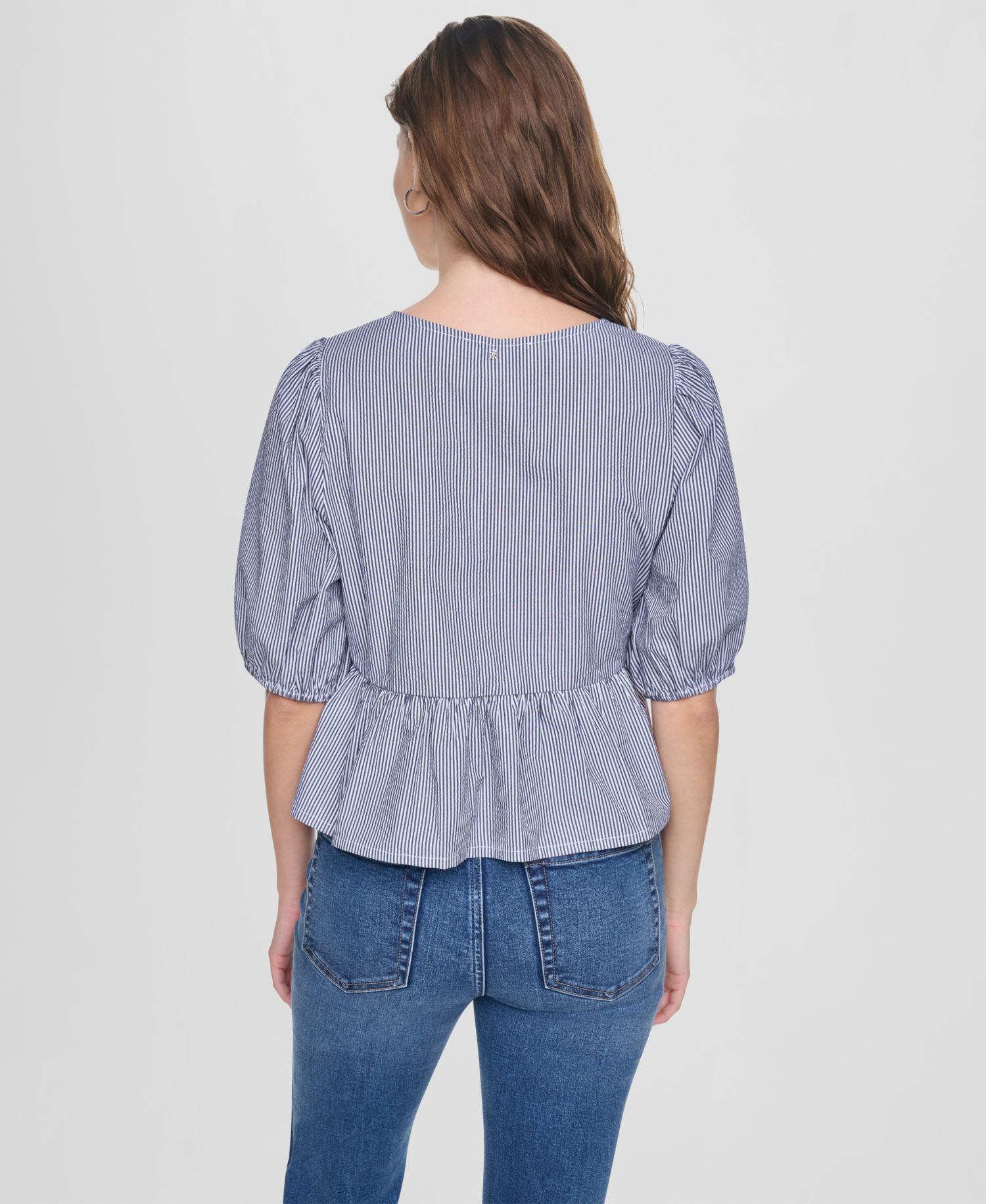 Petite Puff-Sleeve V-Neck Top