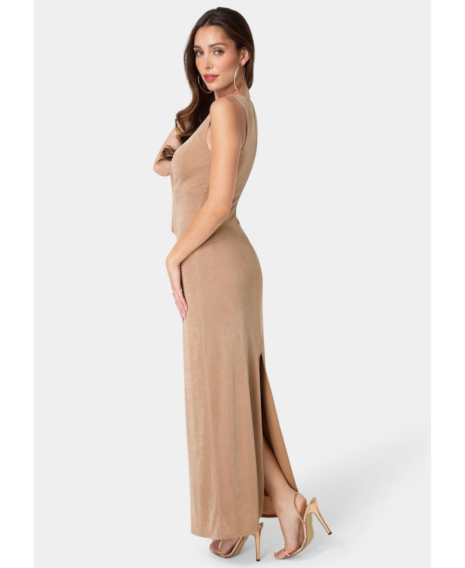 Women's V-Neck Cutout Tie Maxi Dress