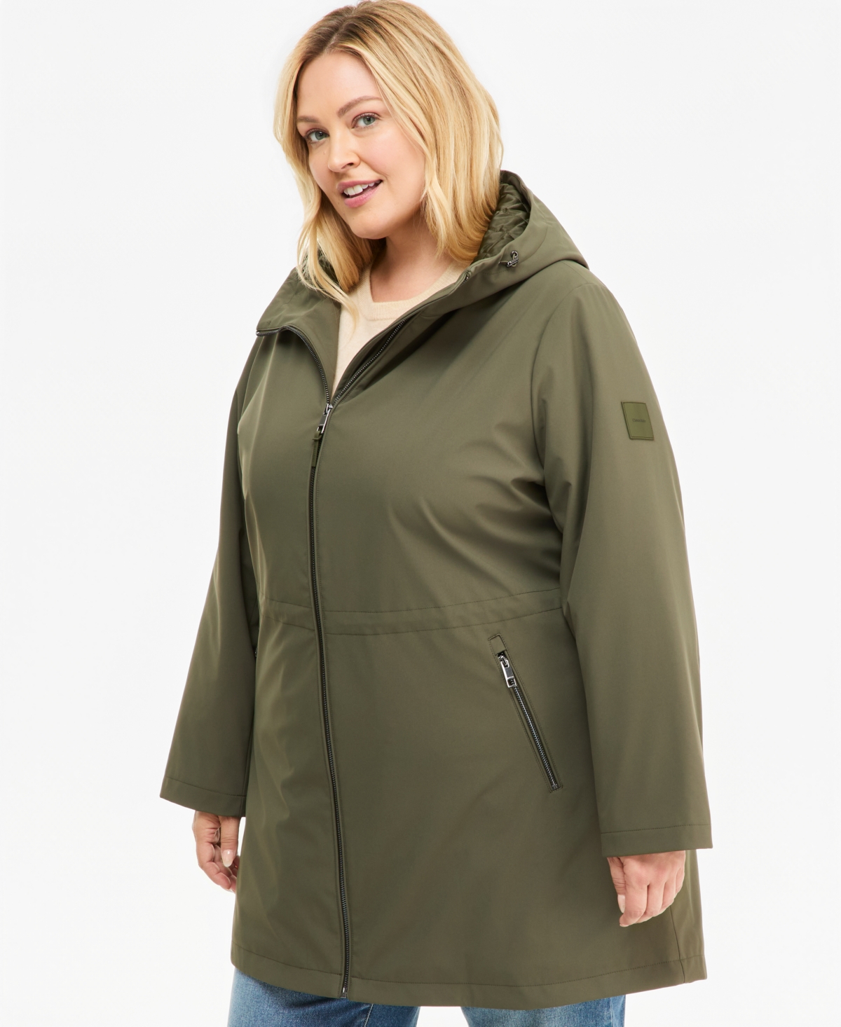 Calvin Klein Plus Size Softshell Utility Coat, Created for Macy's - Olive Forest
