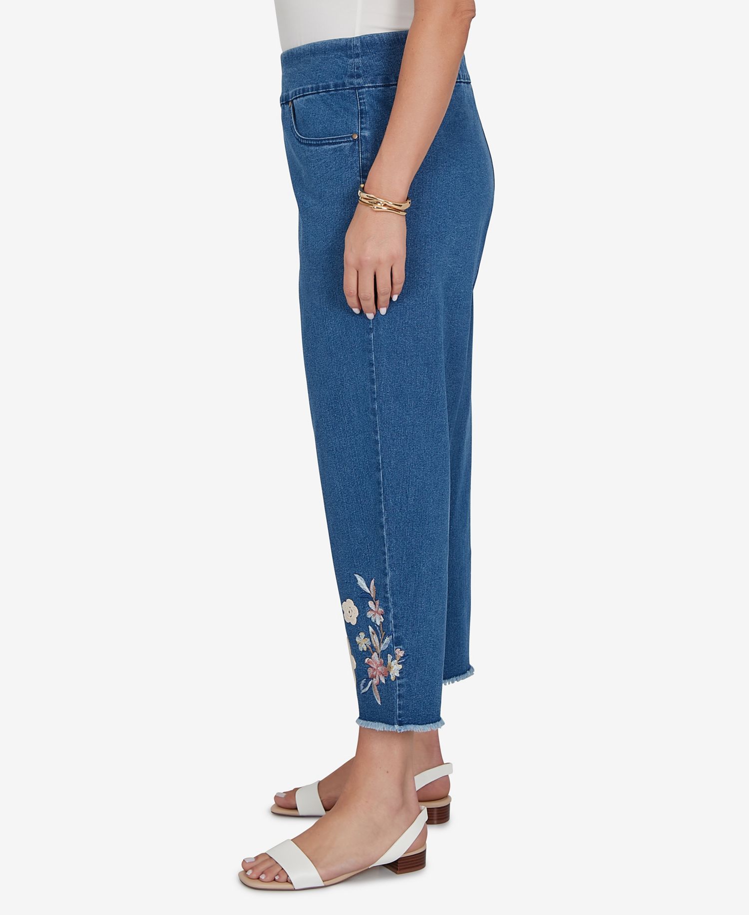 Plus Size Camden Market Floral Crochet Applique Ankle Jeans