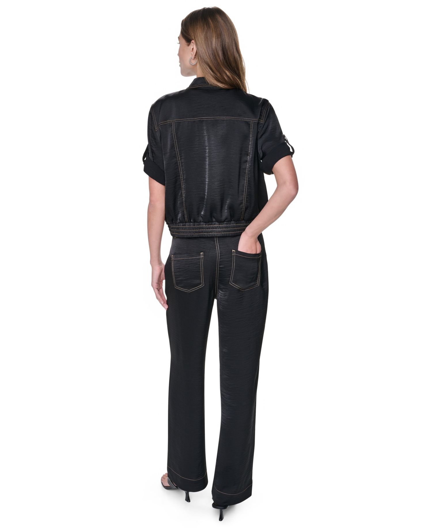 Women's Roll-Tab Contrast Stitch Glazed Jacket