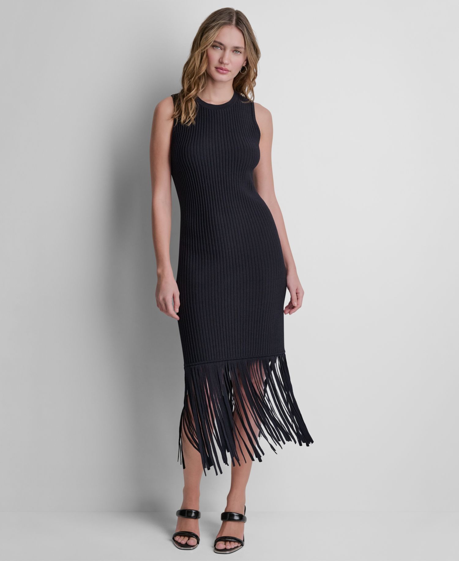 Women's Sleeveless Fringe Sweater Dress