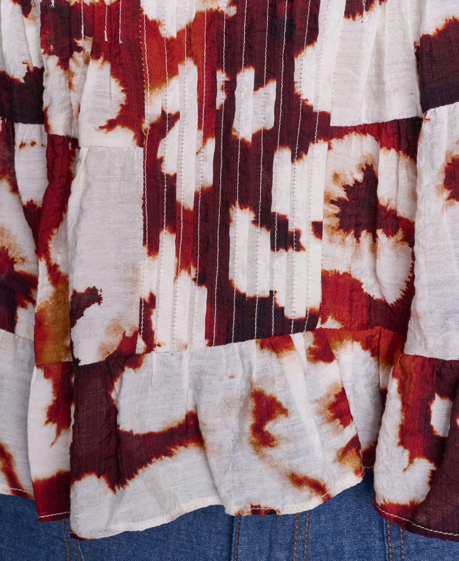 Women's Printed Flutter-Sleeve Pleated Blouse