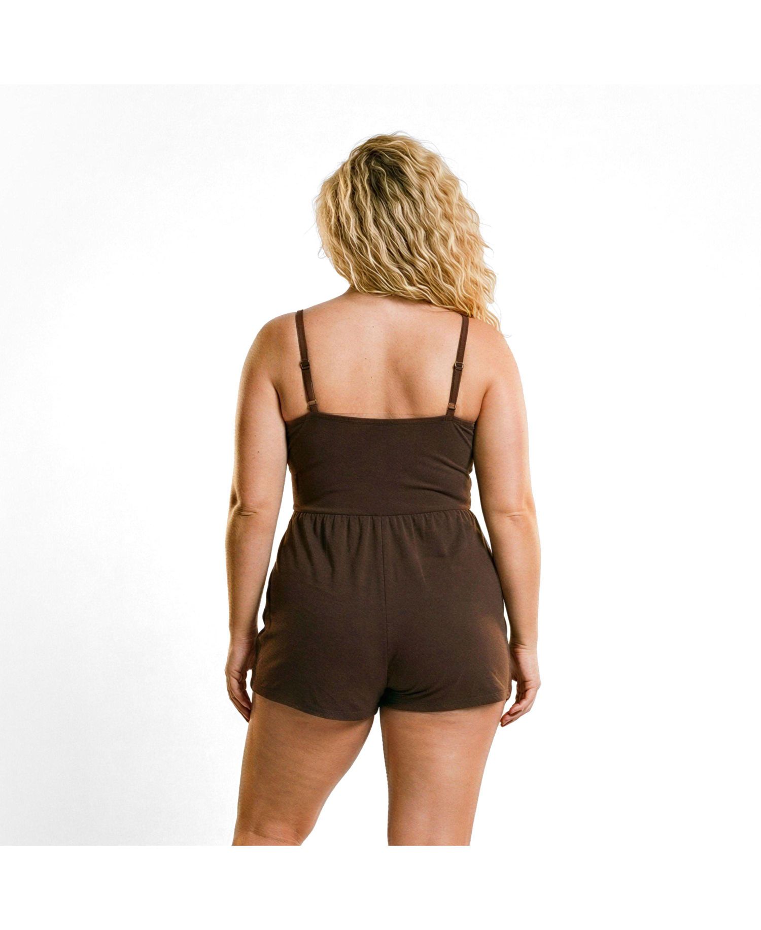 Plus Size Ivy Short Swim Romper With Built-In Bra and Hidden Shorts