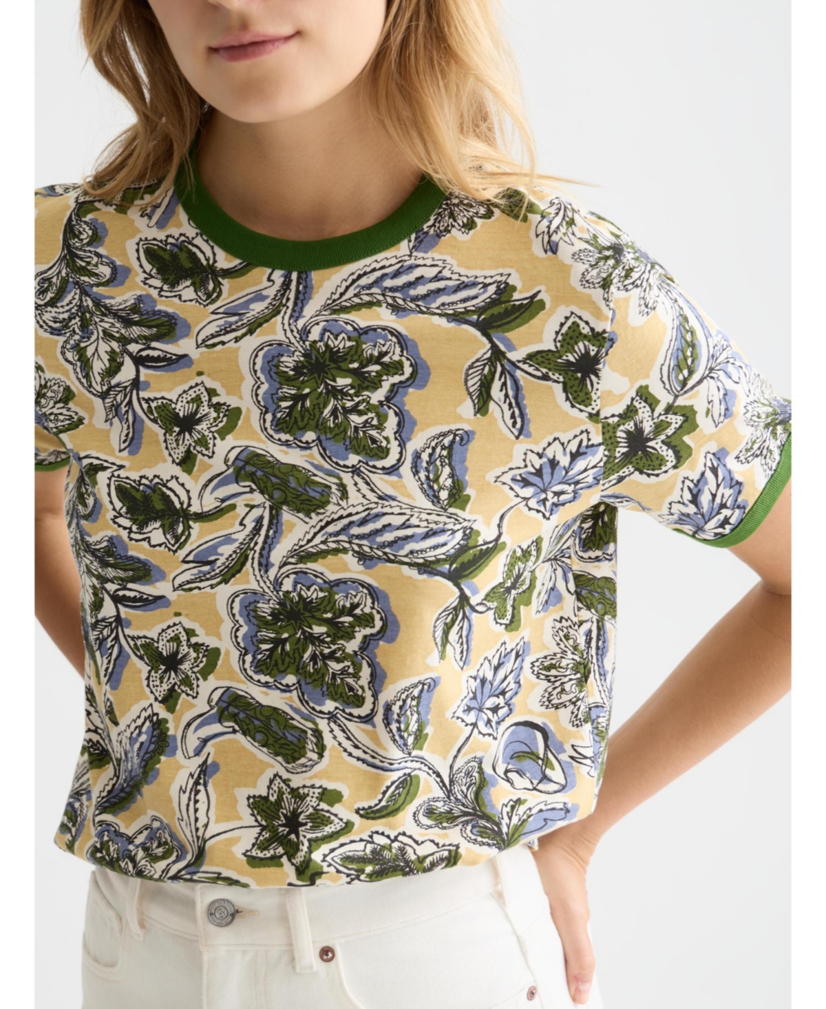 Scotch & Soda Women's Scotch and Soda Tops and Tees Printed Regular-Fit T-Shirt, Lucky Bandana Parsnip