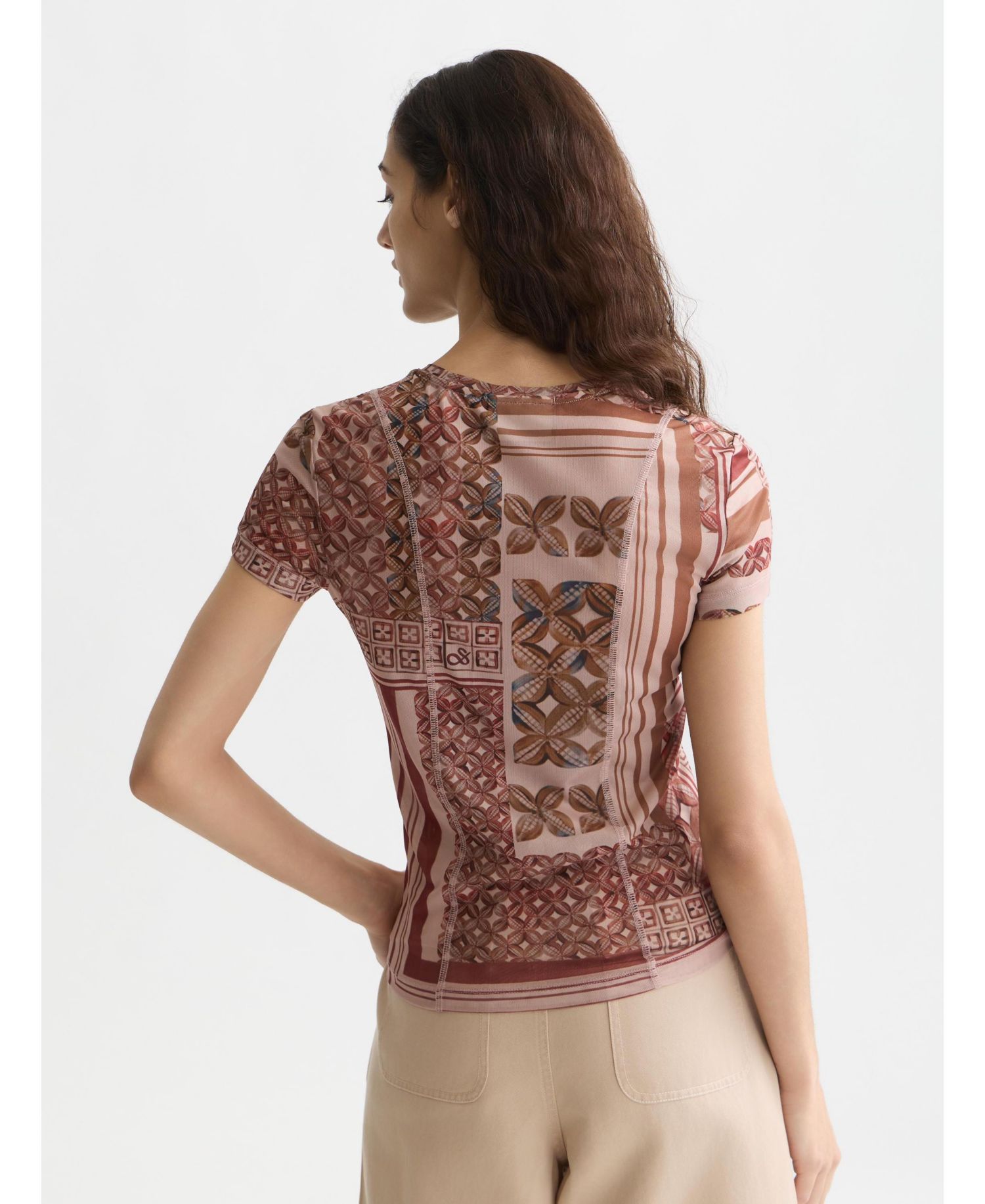 Women's Scotch and Soda Printed Mesh Slim-Fit T-Shirt