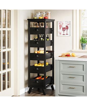 44.88" Tall 5-Tier Narrow Snack Stand Kitchen Stand Fruit Basket,Wood Fruit and Vegetable Storage Rack
