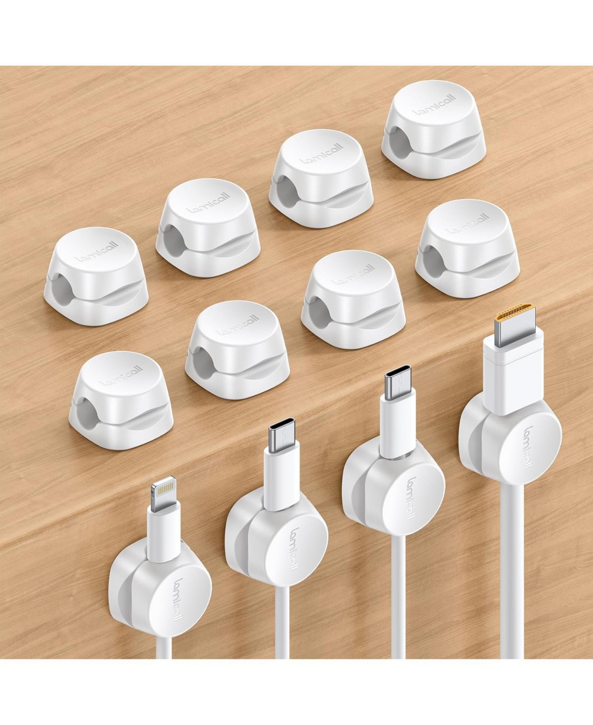 Lamicall 1Slot Desk Organizer Cord Holder , Adhesive Cable Clips