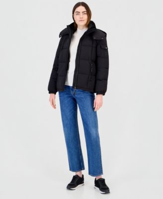 Women's Hooded Short Faux Fur Collar Puffer Coat