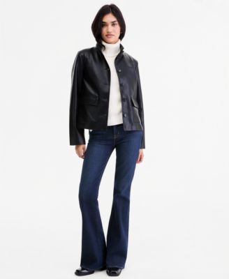 Women's Faux Leather Button Up Jacket, Created for Macy's