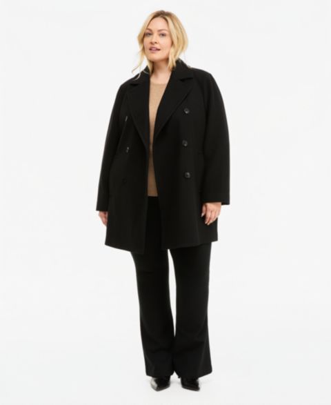 Женское пальто Calvin Klein Plus Size Double-Breasted Pea, цвет: Чёрный