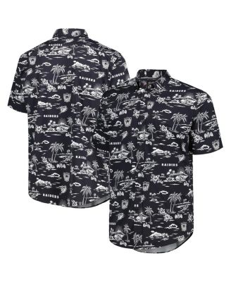 Men's Black Las Vegas Raiders Throwback Kekai&nbsp;Print Button-Up Shirt