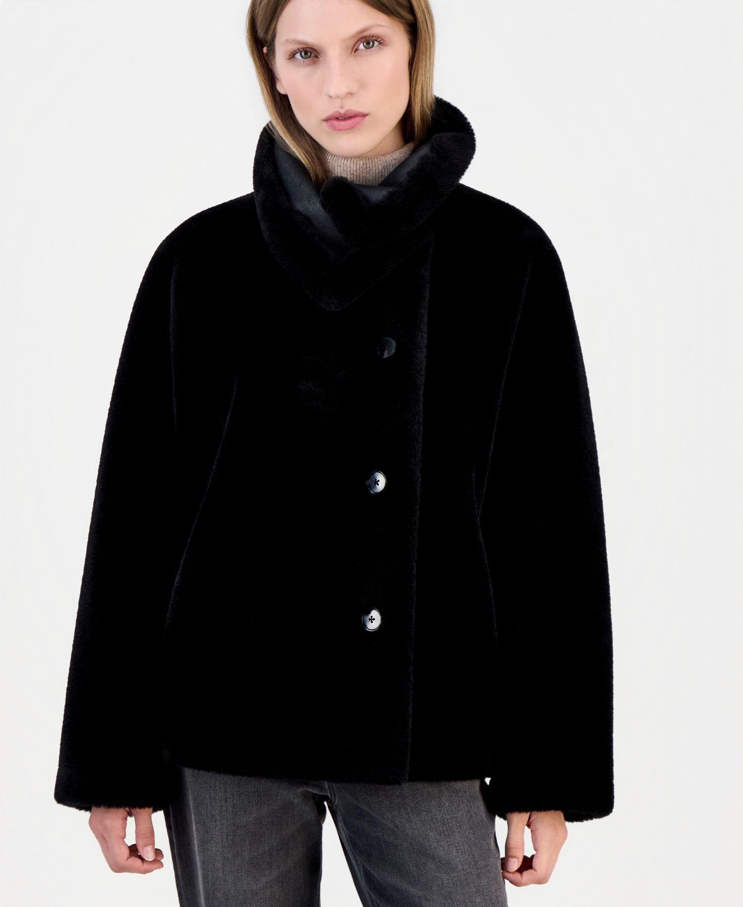 Women's Funnel-Neck Teddy Jacket, Created for Macy's