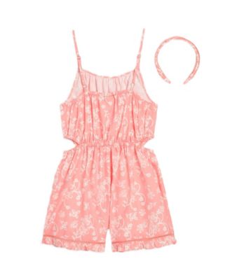 Scotch & Soda Toddler Girls' 2T-4T Sleeveless Romper with Headband - Pink