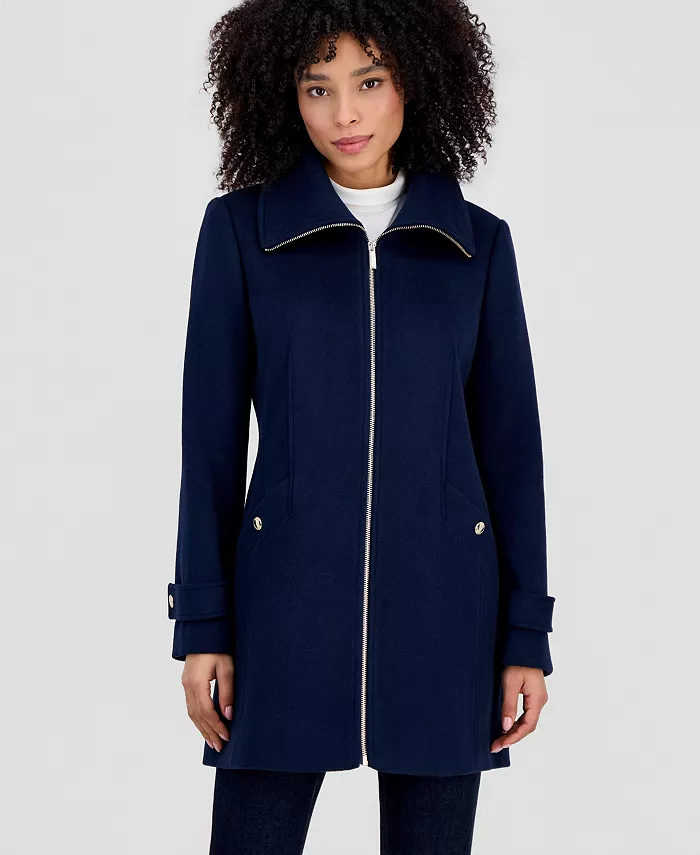 Women's Collared Zip-Front Coat - thumbnail 2