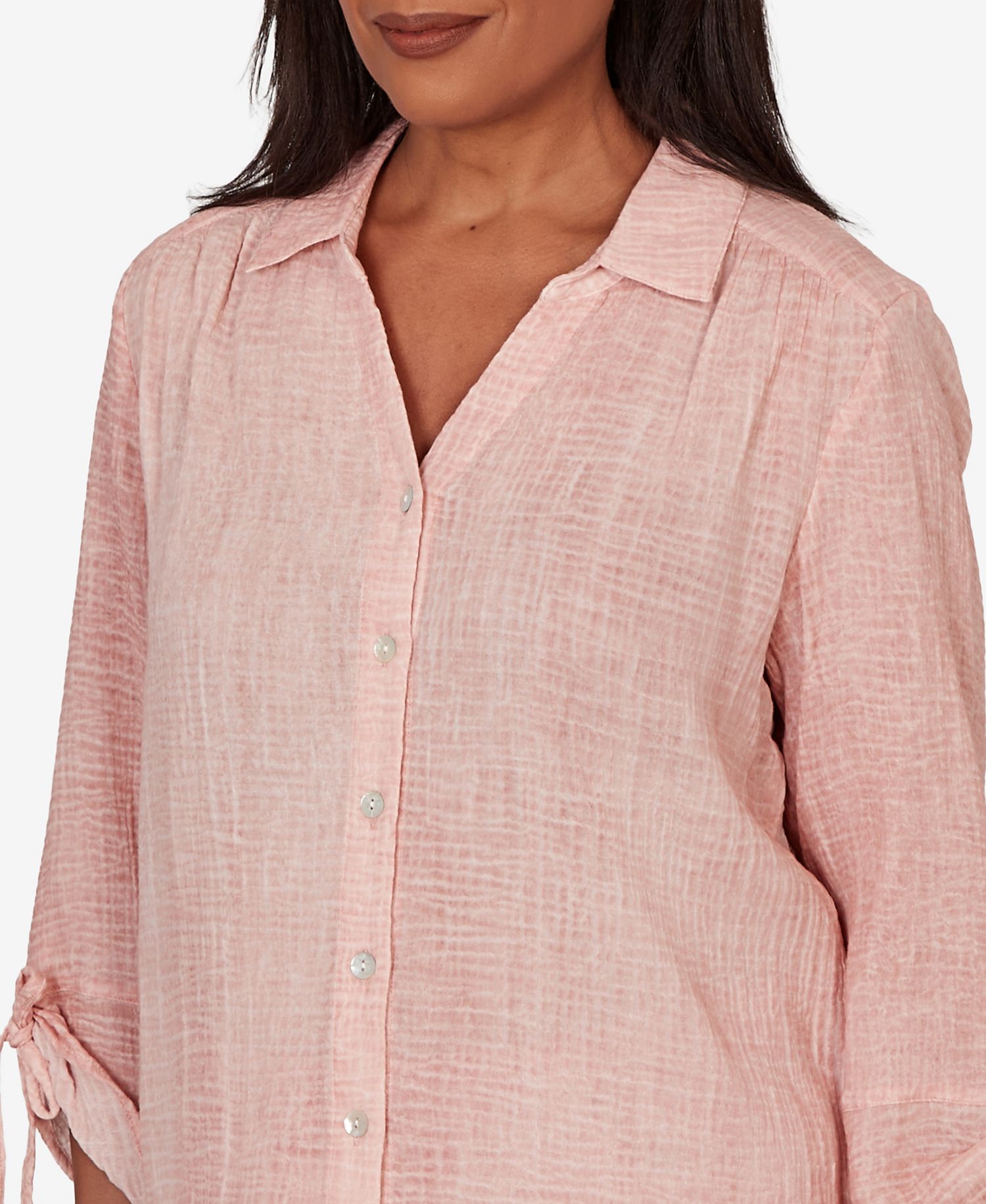Petite Camden Market Crinkle Gauze Button-Front Top