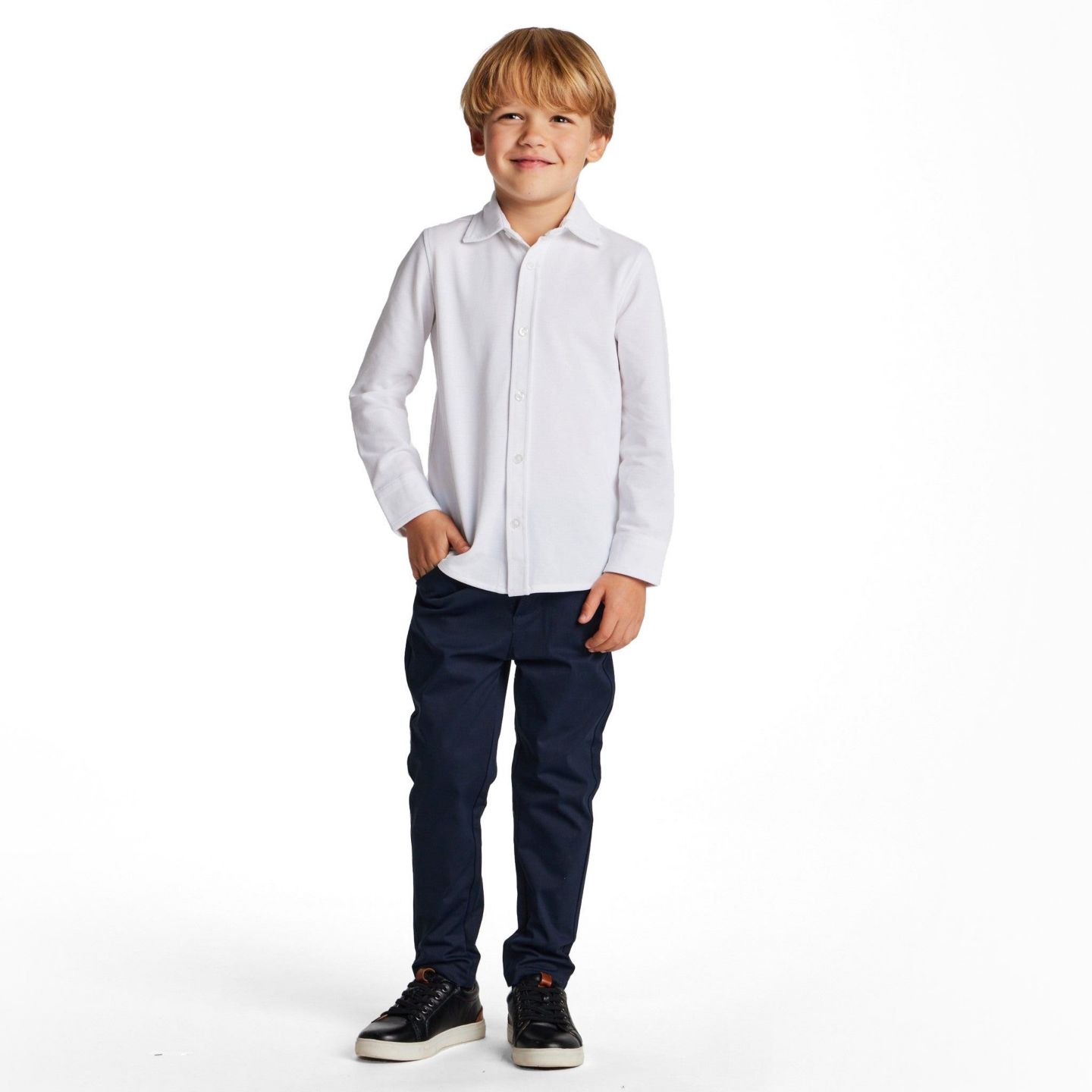 Рубашка Andy & Evan White Knit-Tech Shirt для мальчиков, цвет: Белый — фото 3