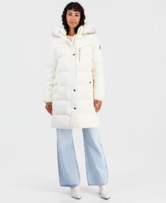 Michael Kors Women's Hooded Puffer Faux-Fur-Trim Coat
