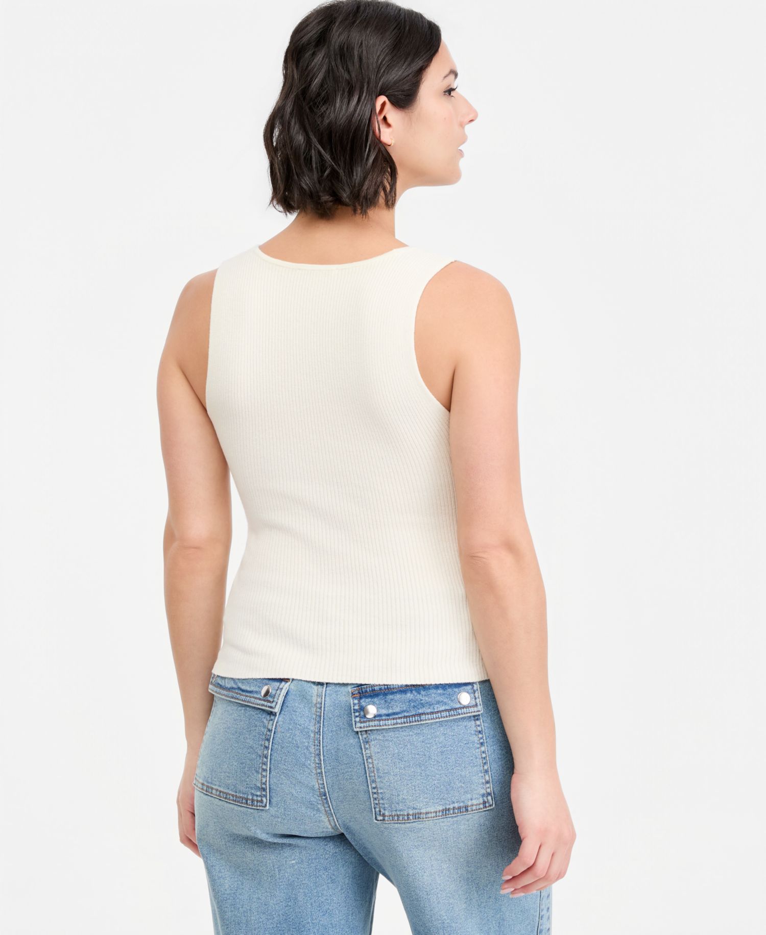 Women's Ribbed Button-Front Top
