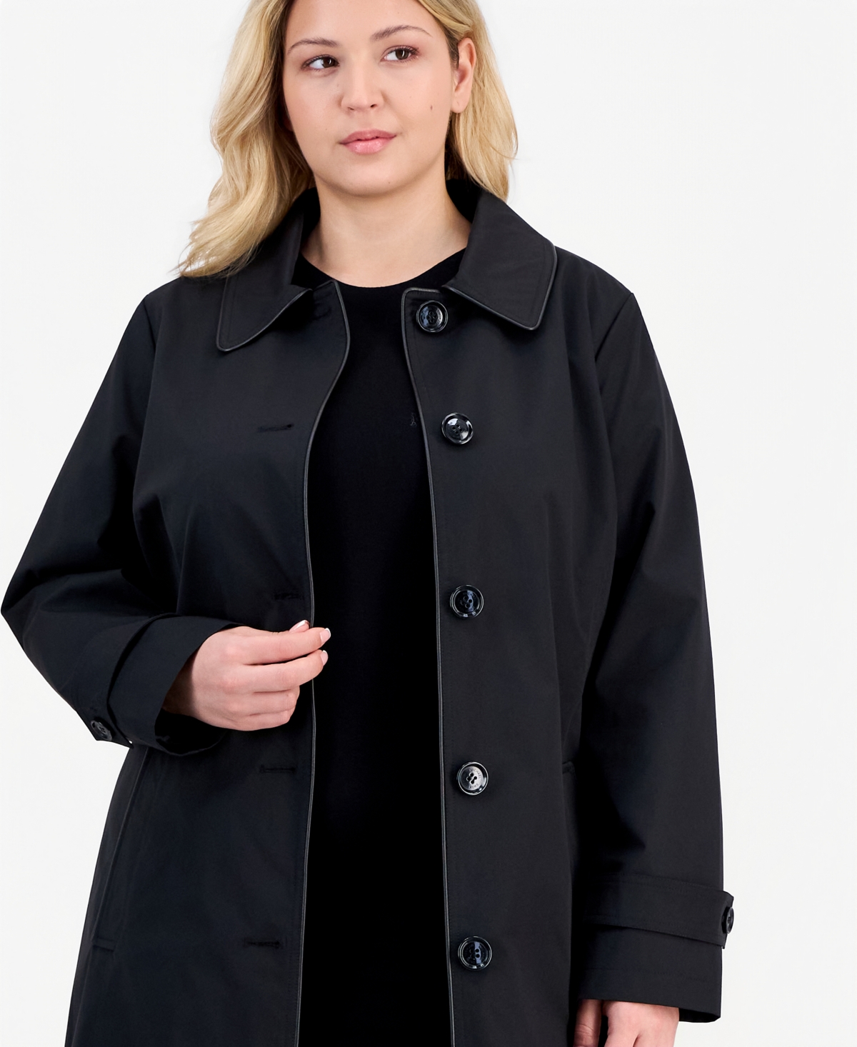 Michael Kors Plus Single-Breasted Trench Coat, Created for Macy's