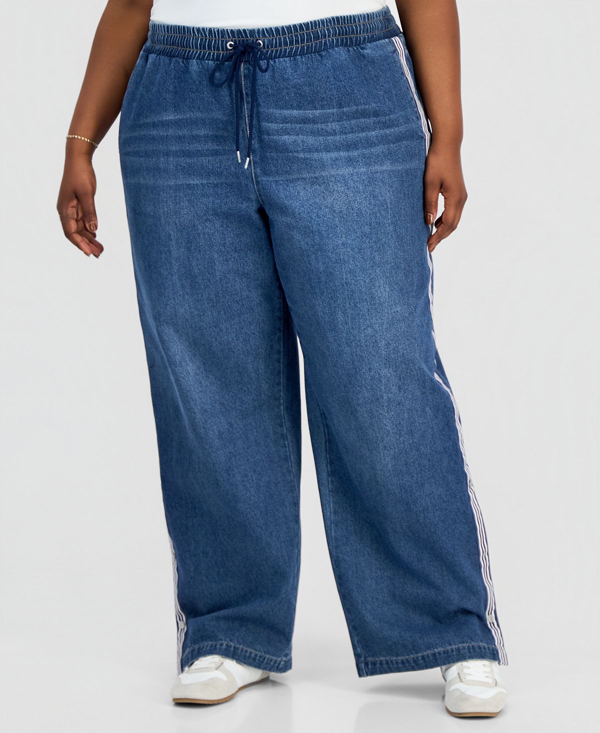 Madden Girl Trendy Plus Size Side-Striped Breakaway Jeans view 3 — MAYCSS fashion products