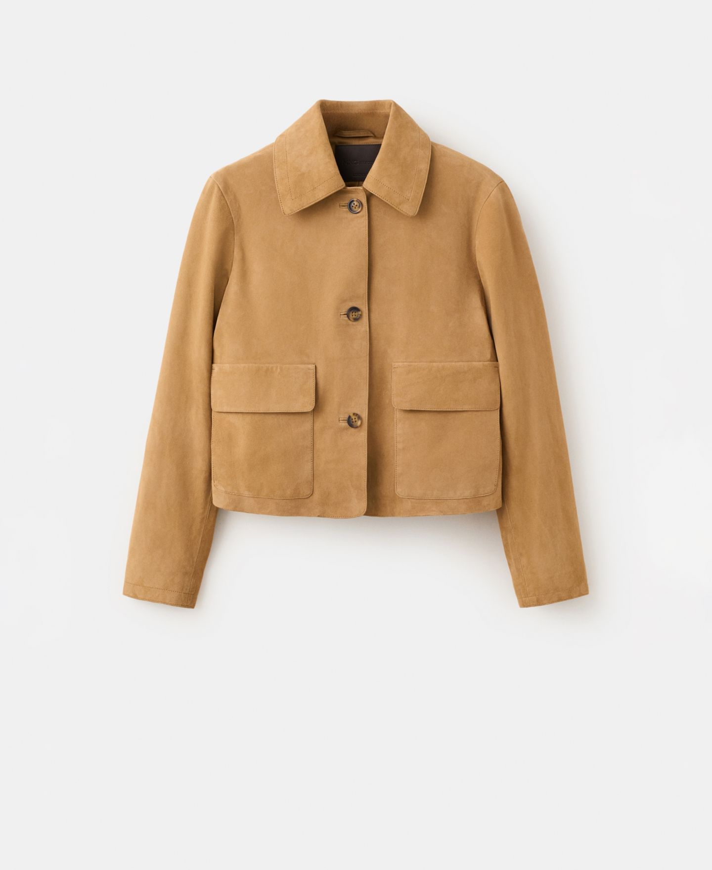 Женская куртка MANGO Chest-Pocket Suede, цвет: Ochre — фото 5