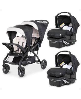 Sit N' Stand Double Stroller with EZ-Lift Car Seat (2 Pack), Khaki