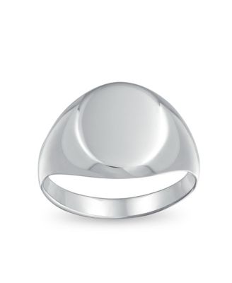 Basic Simple Initial Monogram Sterling Silver Ring Oval Signet Design