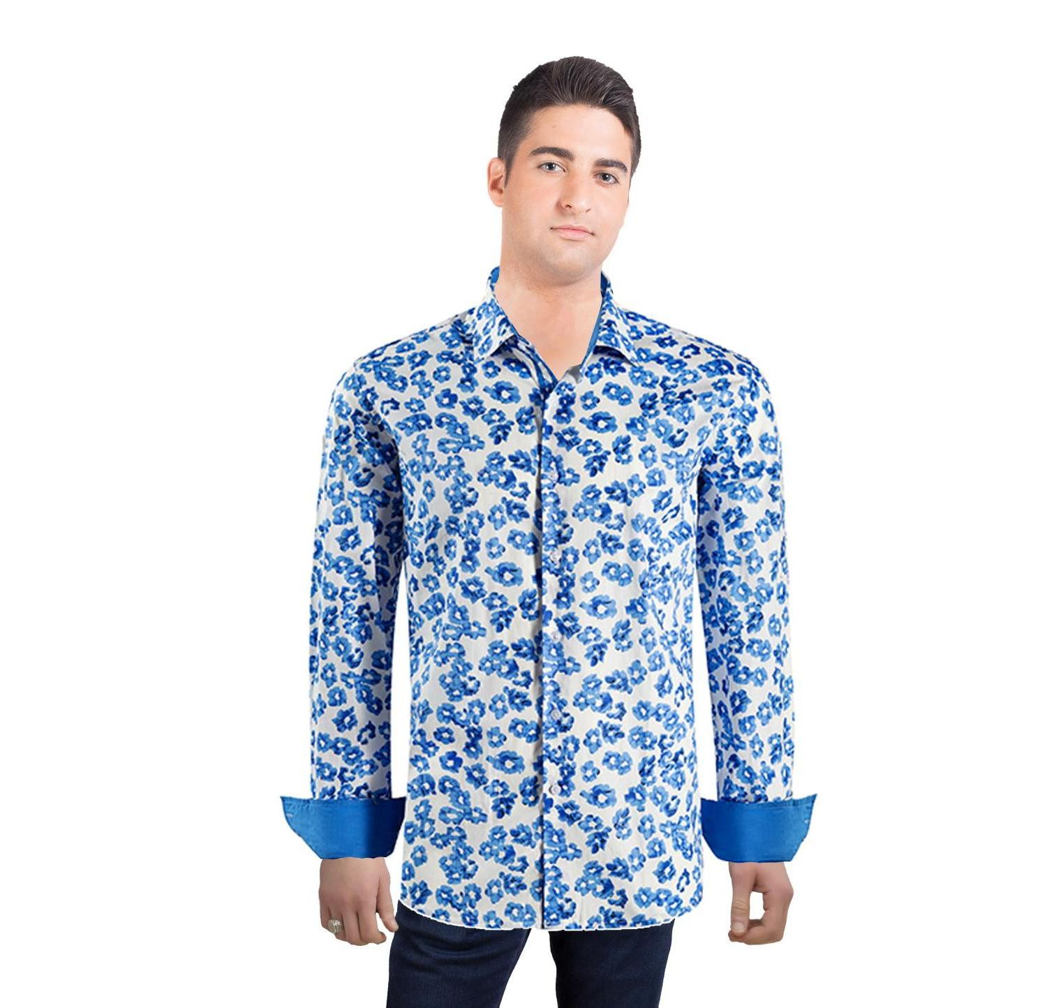 Men's Slim Fit Floral Sport Button-Down Shirt