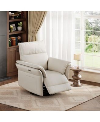 Power Recliner Glider Chair with Smooth Swivel and Rocking Motion Recline USB Charging Port Premium Chenille Fabric and Double Armrests