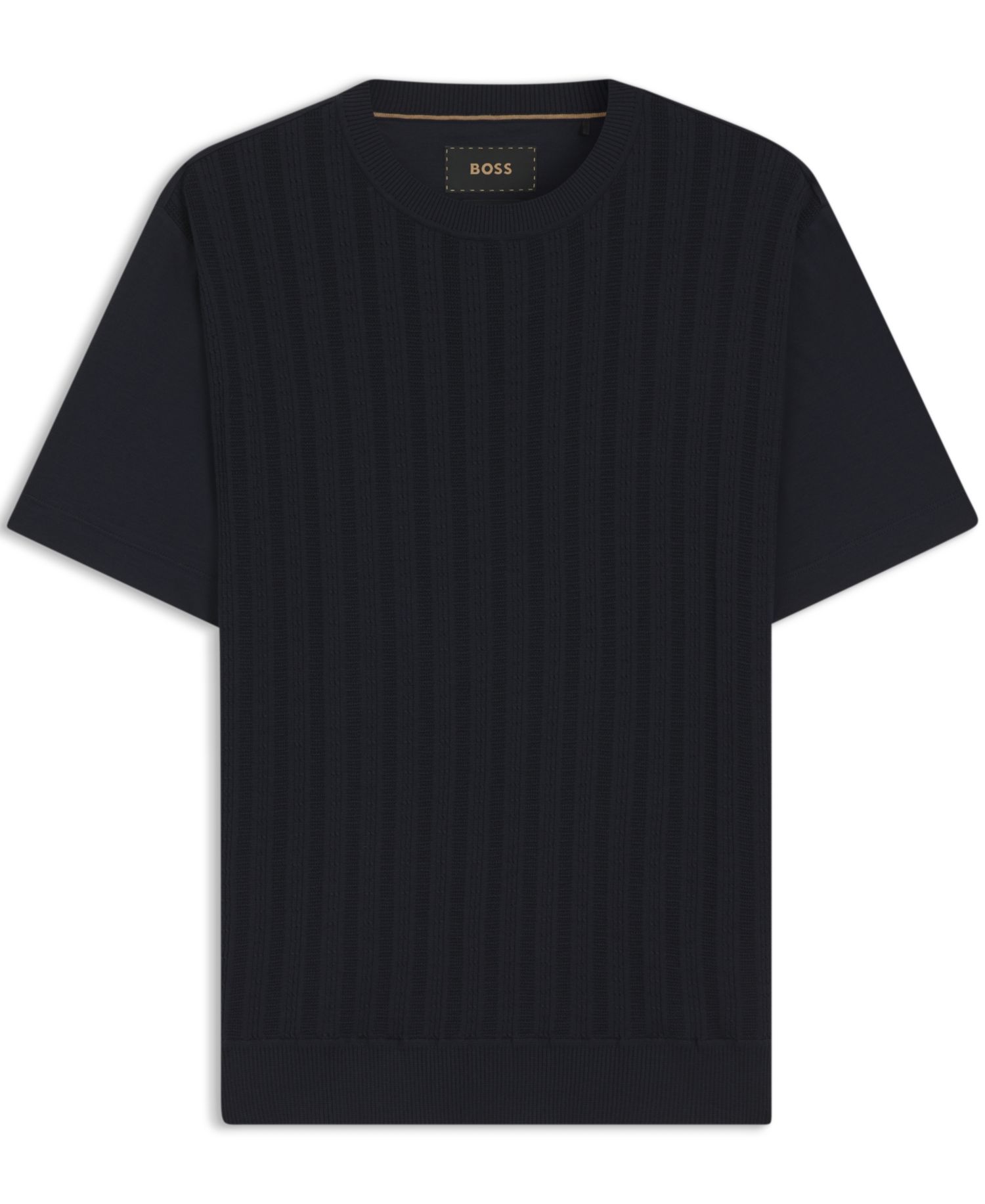 Men's Cotton-Silk Cable-Knit Front Panel T-Shirt